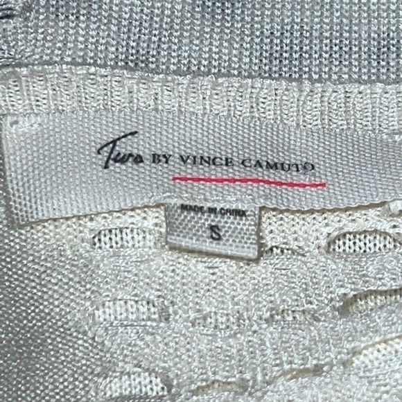 NWOT Two by Vince Camuto Hole Knit Linen Blend Sweater Sz S - Picture 7 of 9